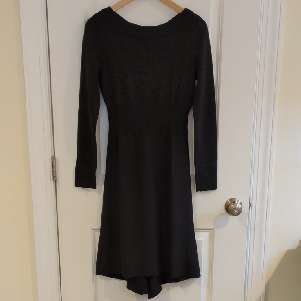 Ann Taylor Black Wool Long Sleeve Cocktail Dress